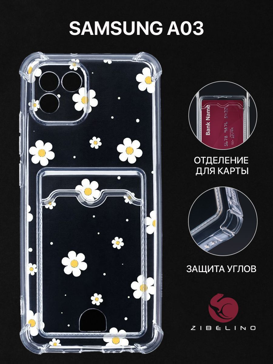 

Чехол для Samsung Galaxy A03 (A035) с рисунком, с картхолдером, прозрачный, ZSCH-SAM-A035