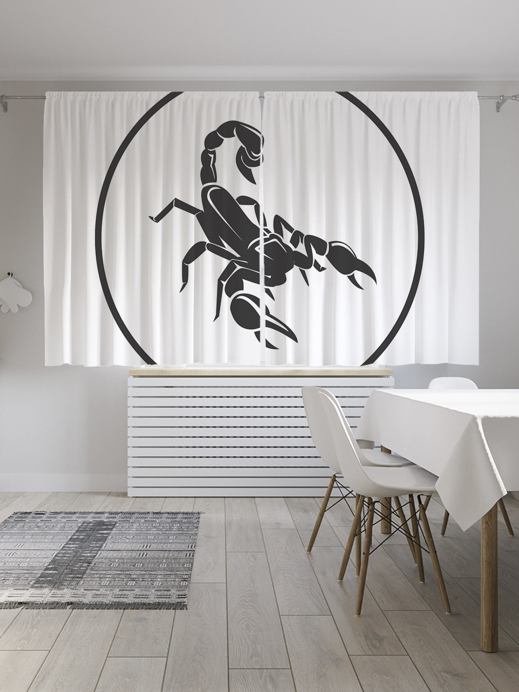 Шторы JoyArty с фотопечатью "Скорпион в кругу" из сатена, 290х180 см, Скорпион в кругу