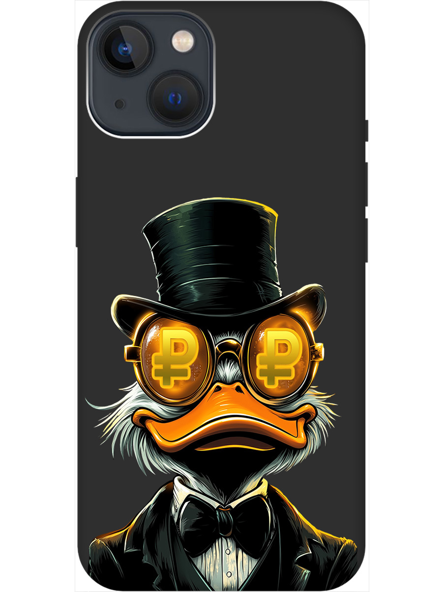 

Силиконовый чехол на Apple iPhone 14 с принтом "Скрудж и Рубль" матовый черный, Черный;белый;оранжевый, 745400571