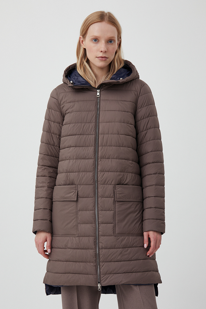фото Утепленное пальто женское finn flare fab110222 коричневое m