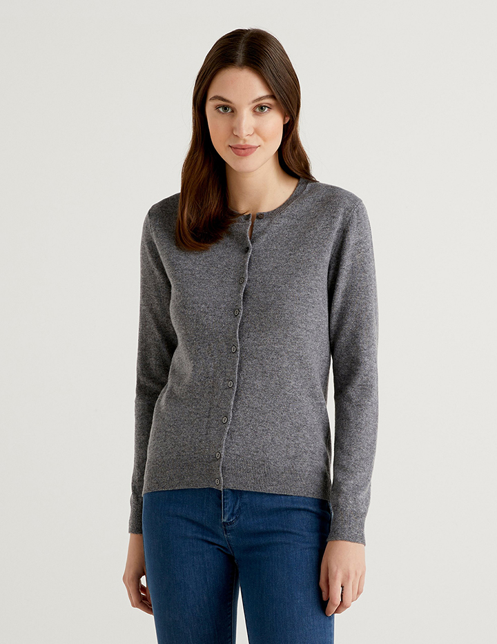 

Кардиган женский United Colors of Benetton 21A_1002D5485 серый S, 21A_1002D5485