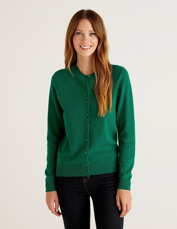 

Кардиган женский United Colors of Benetton 21A_1002D5485 зеленый L, 21A_1002D5485