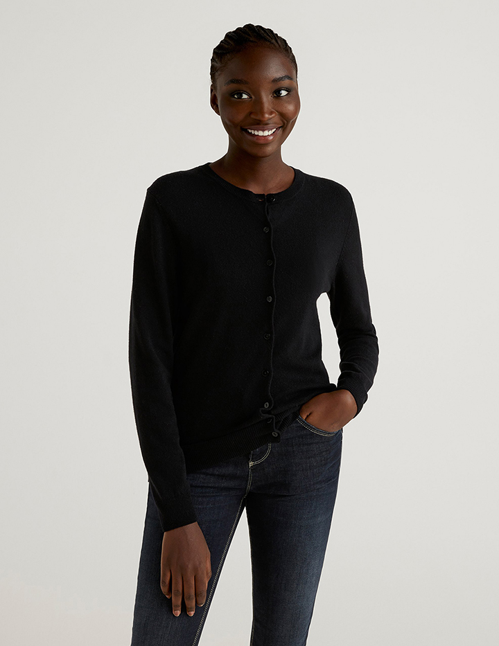 

Кардиган женский United Colors of Benetton 21A_1002D5485 черный S, 21A_1002D5485