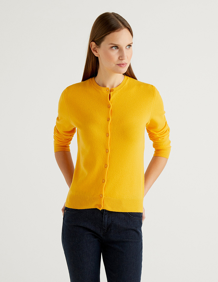 

Кардиган женский United Colors of Benetton 21A_1002D5485 желтый XS, 21A_1002D5485