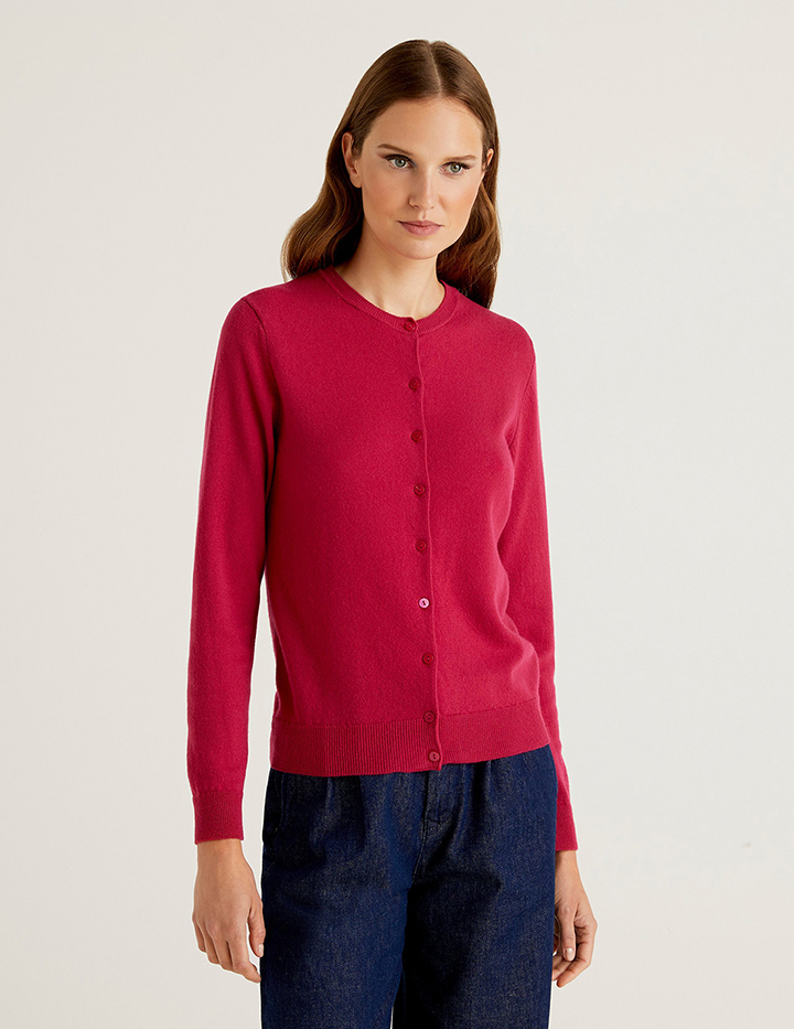 

Кардиган женский United Colors of Benetton 21A_1002D5485 фиолетовый XS, 21A_1002D5485