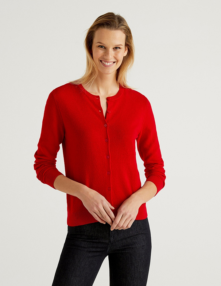 

Кардиган женский United Colors of Benetton 21A_1002D5485 красный S, 21A_1002D5485