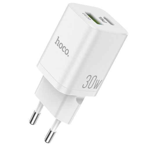 

Сетевой адаптер питания Hoco N13 плюс USB-C PD 30W 2 порта, белый
