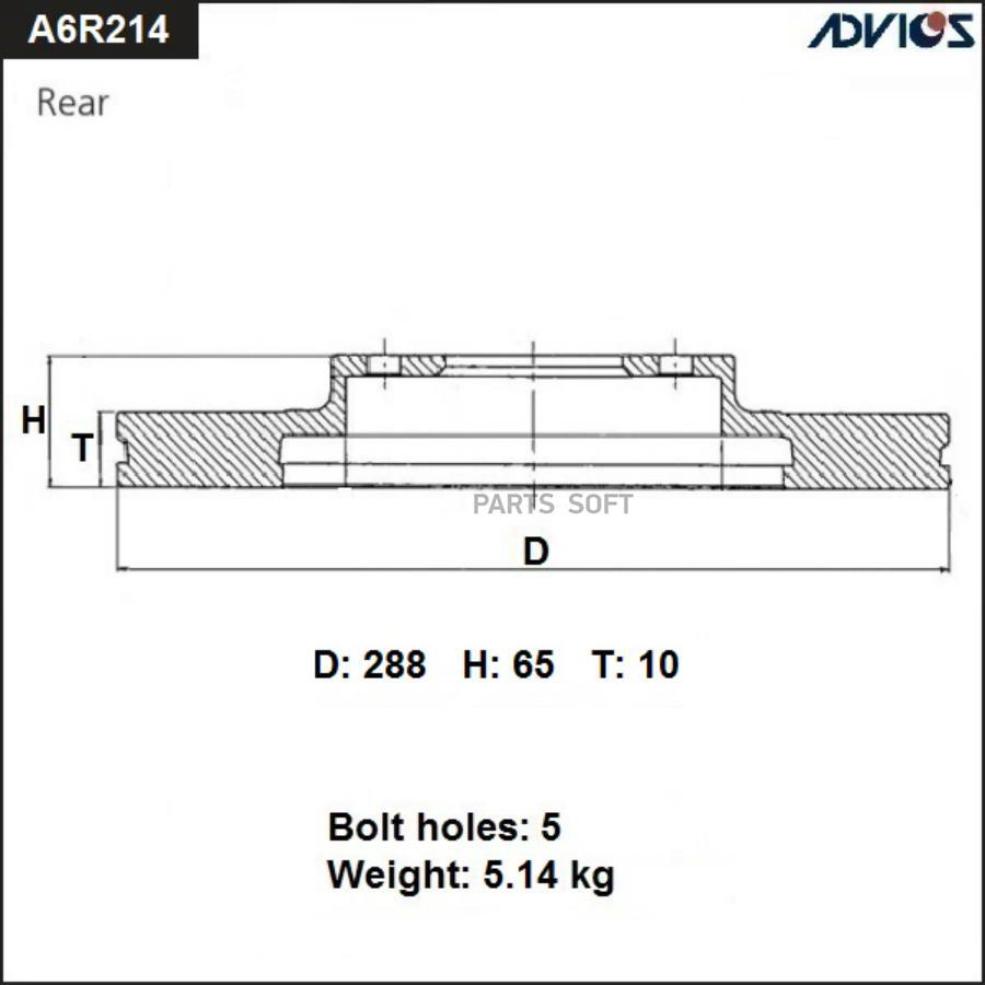 

Тормозной диск ADVICS A6R214B