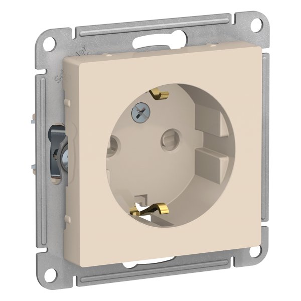фото Розетка systeme electric с заземлением 16а, бежевая atn000245/7, 7 шт.