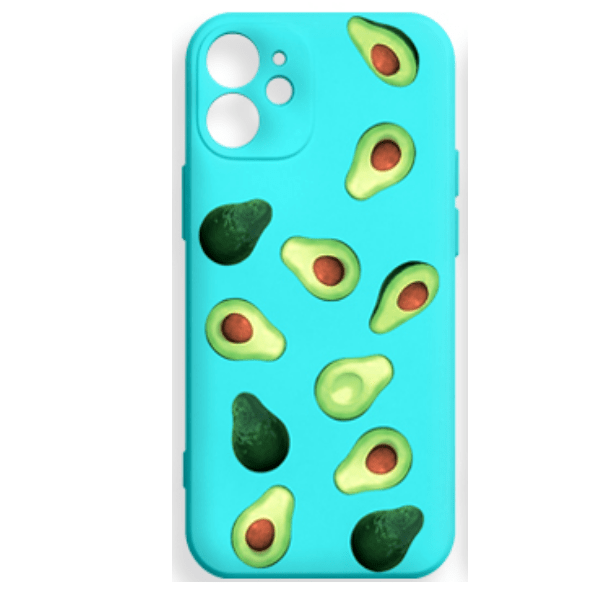 фото Чехол для iphone 12 mini silicone с принтом "avocado", бирюзовый nobrand