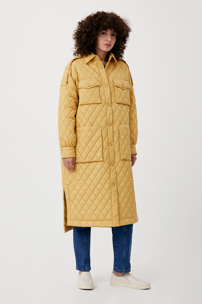 фото Пальто женское finn flare fab110138 желтое 2xl