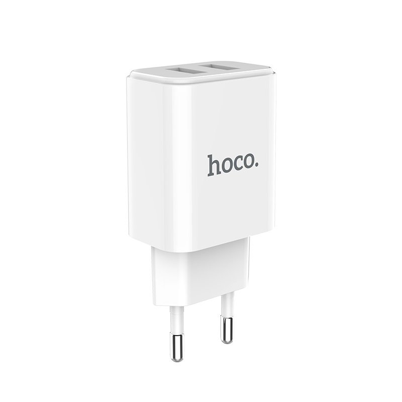 фото Сетевое зарядное устройство hoco c62a (2a, 2 порта + кабель microusb) (белое) basemarket