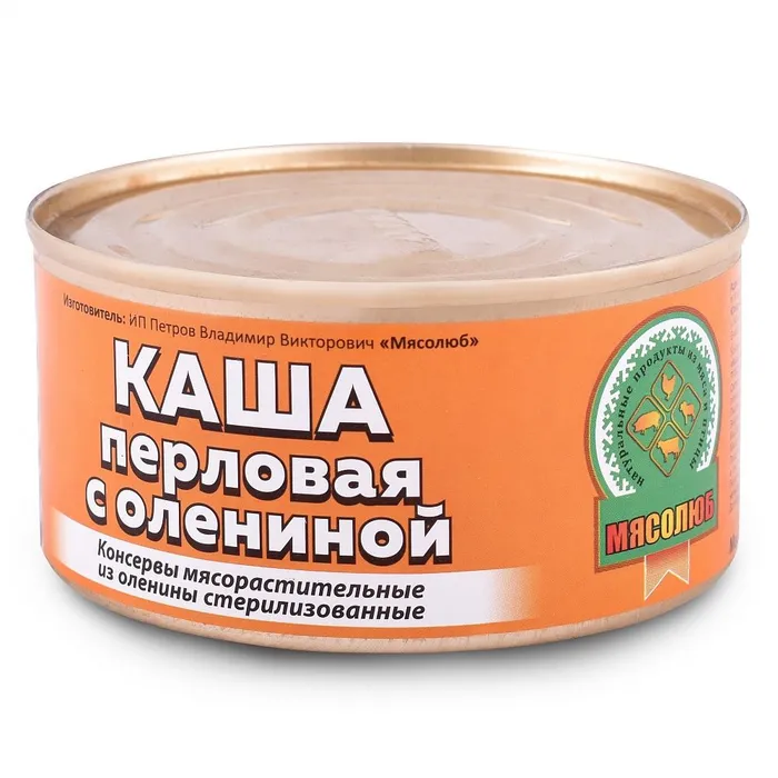 

Консервы Мясолюб каша перловая с олениной, 325 г