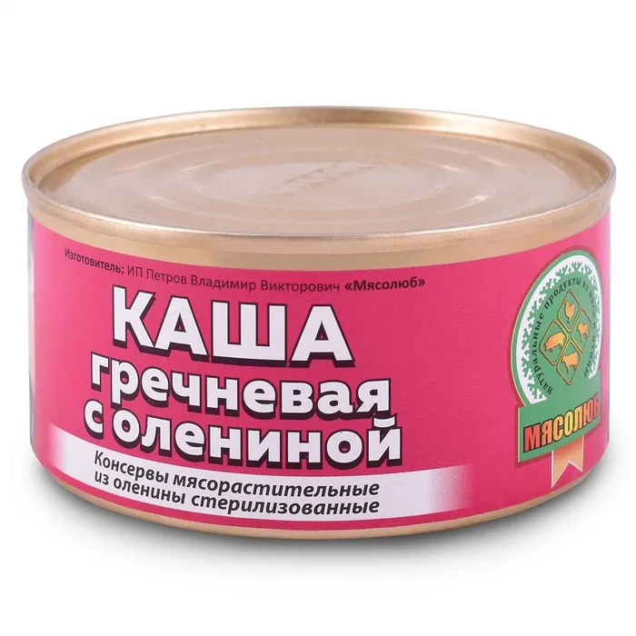 

Консервы Мясолюб каша гречневая с олениной, 325 г