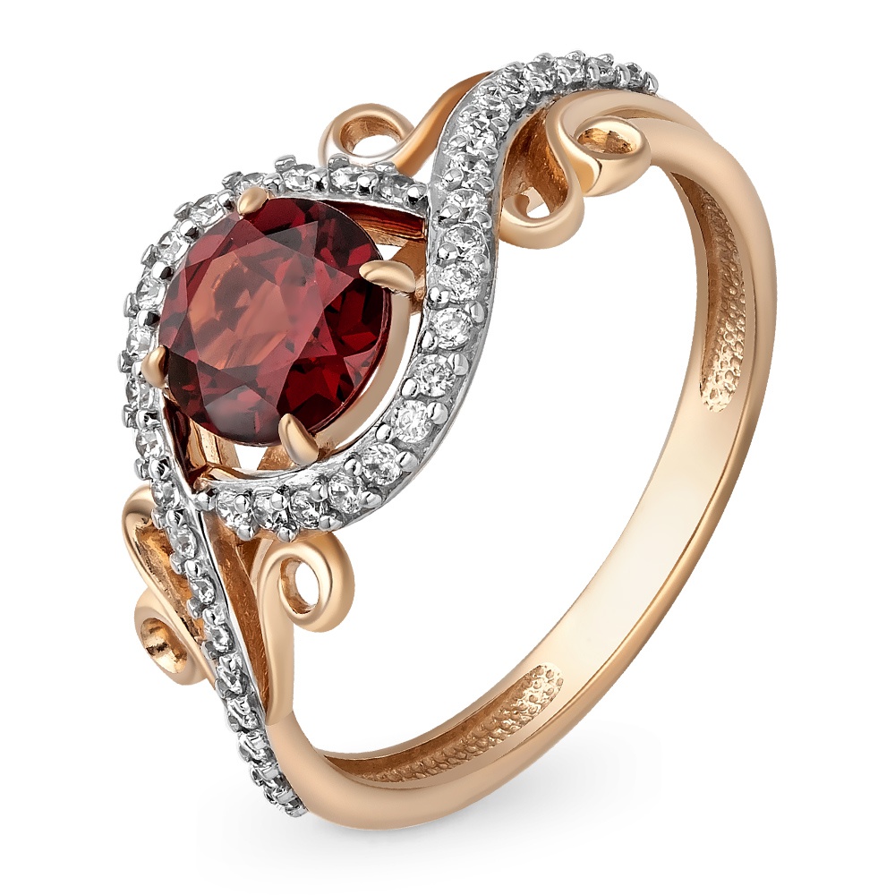 

Кольцо женское из красного золота с гранатом, фианитом 585Gold 201012816, р. 16,5, 201012816
