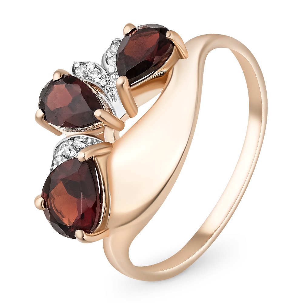 

Кольцо женское из красного золота с гранатом, фианитом 585Gold 201012828, р. 18, 201012828