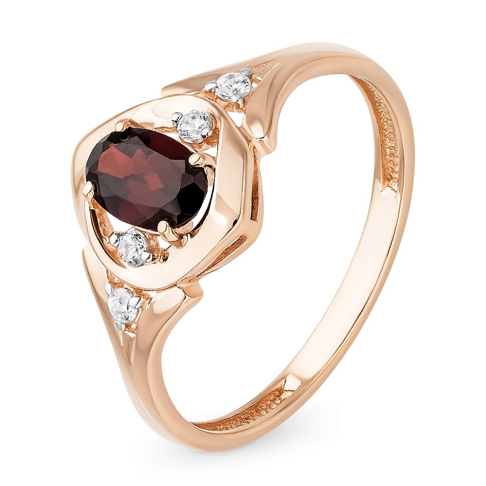 

Кольцо женское из красного золота с гранатом, фианитом 585Gold 101012832, р, 101012832
