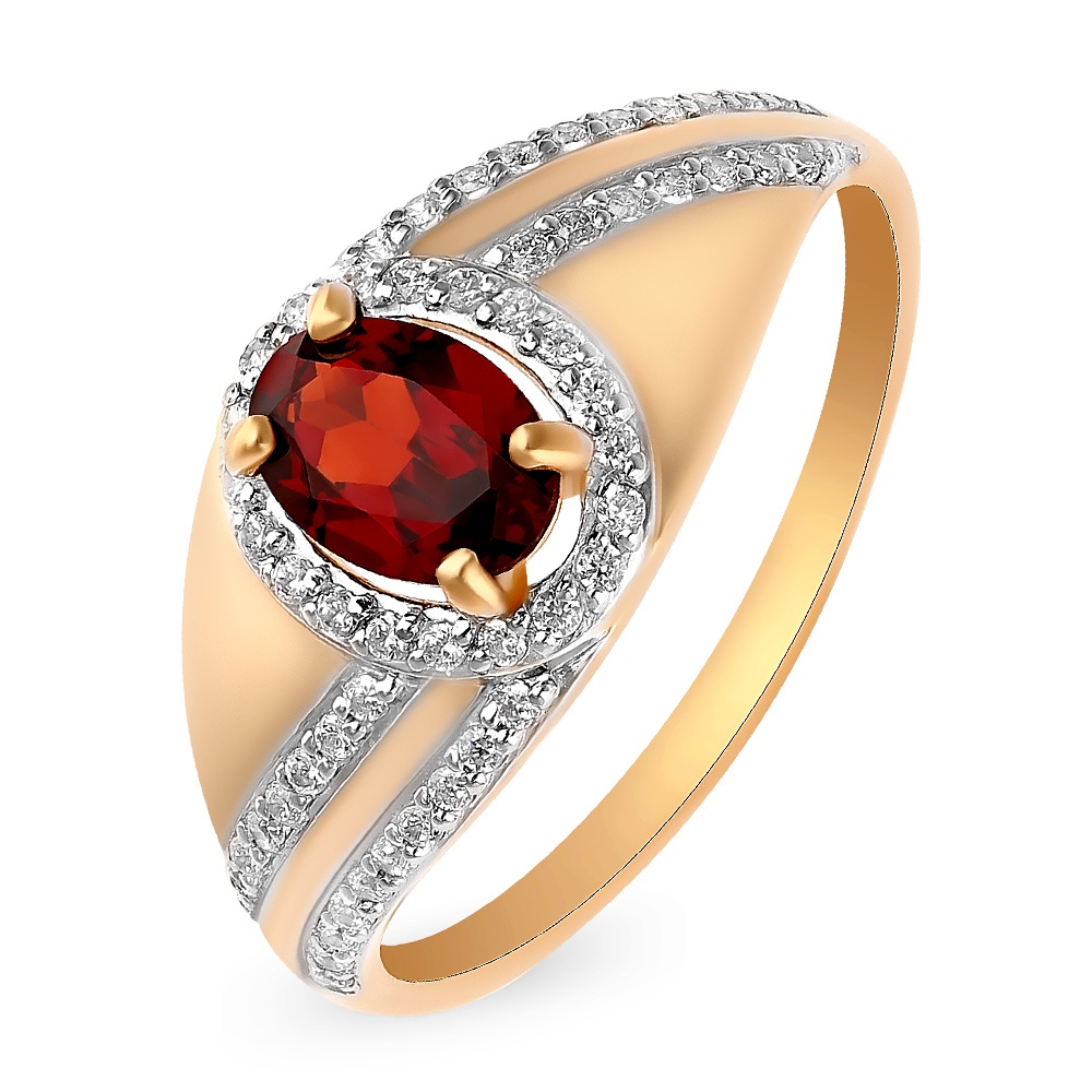 

Кольцо женское из красного золота с гранатом, фианитом 585Gold 201012726, р, 201012726