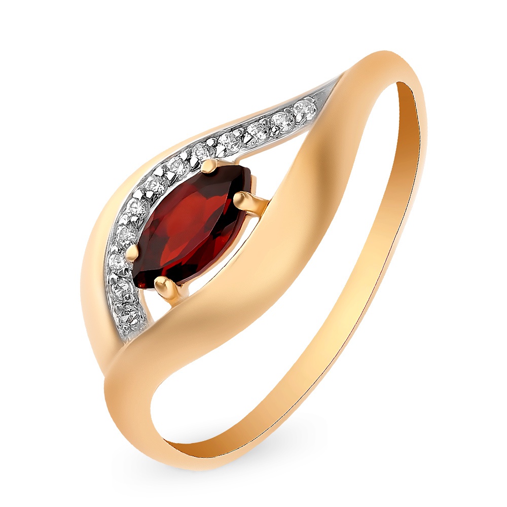 

Кольцо женское из красного золота с гранатом, фианитом 585Gold 201012743, р, 201012743