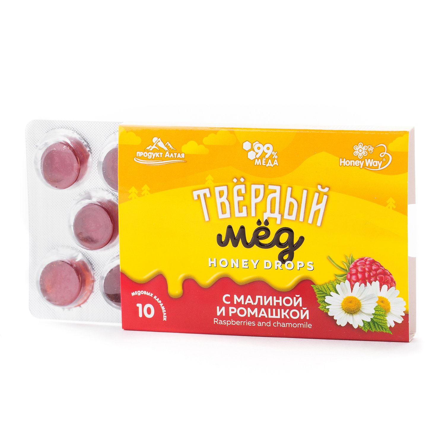 

Карамель медовая Honey Way с малиной и ромашкой, 30 г