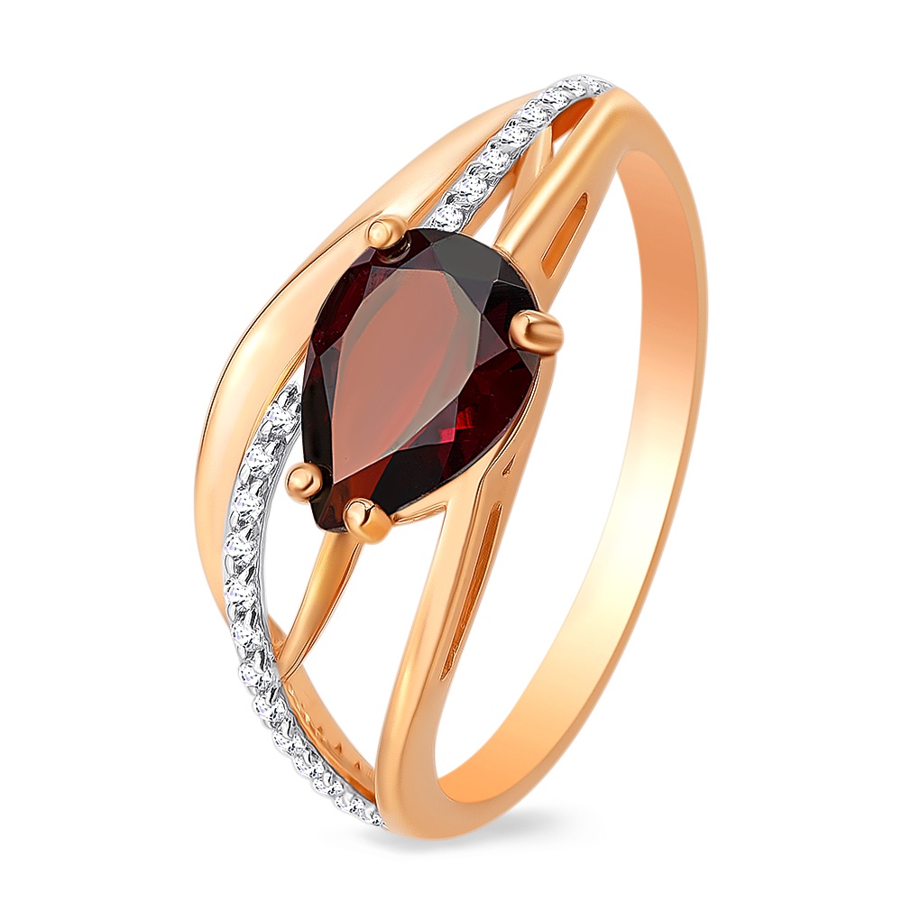 

Кольцо женское из красного золота с гранатом, фианитом 585Gold 201012157, р. 19, 201012157