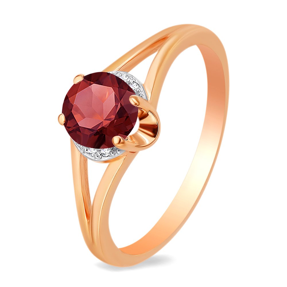 

Кольцо женское из красного золота с гранатом, фианитом 585Gold 201012003, р. 18, 201012003