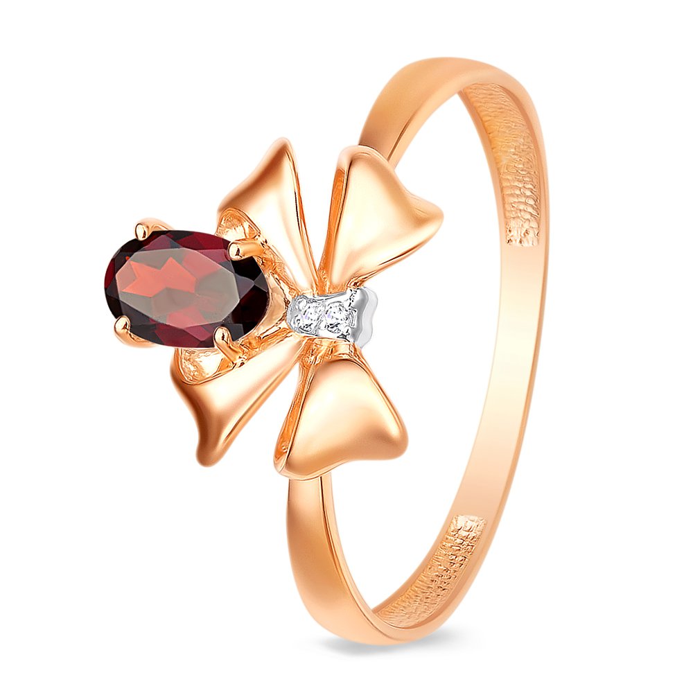 

Кольцо женское из красного золота с гранатом, фианитом 585Gold 201011982, р, 201011982