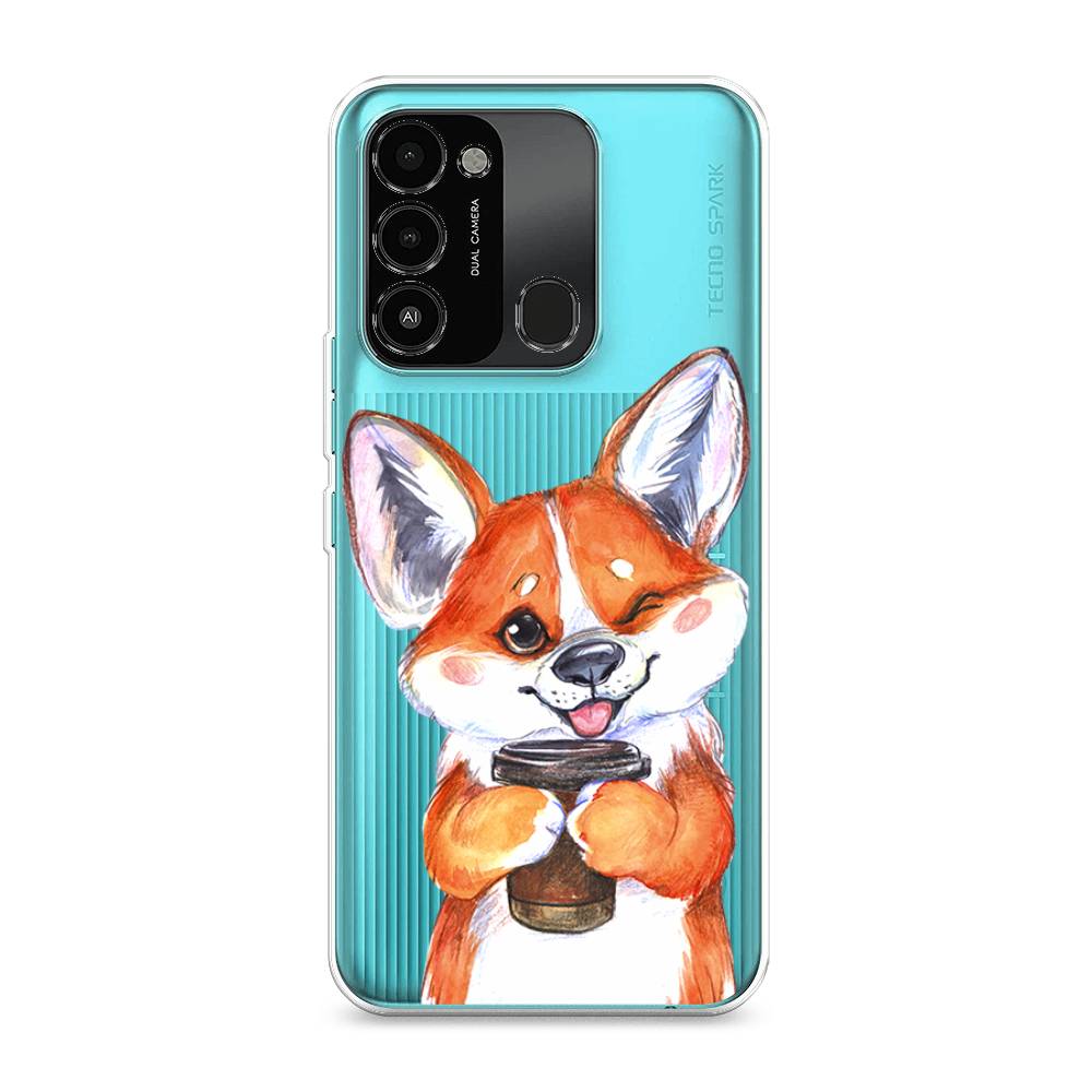 

Чехол на Tecno Spark Go 2022 "Корги с кофе", Оранжевый;белый, 301350-4