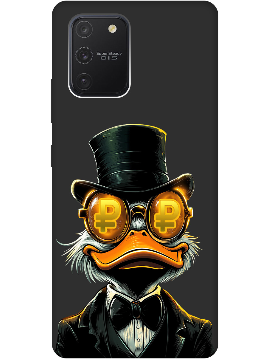 

Силиконовый чехол на Samsung Galaxy S10 Lite с принтом "Скрудж и Рубль" матовый черный, Черный;белый;оранжевый, 722694771