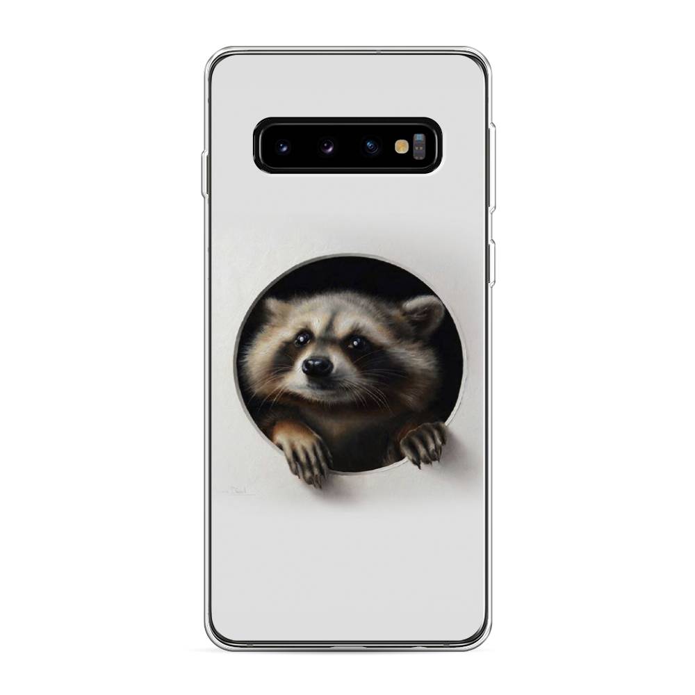 

Чехол Awog на Samsung Galaxy S10 "Любопытный енот", Разноцветный, 27050-1