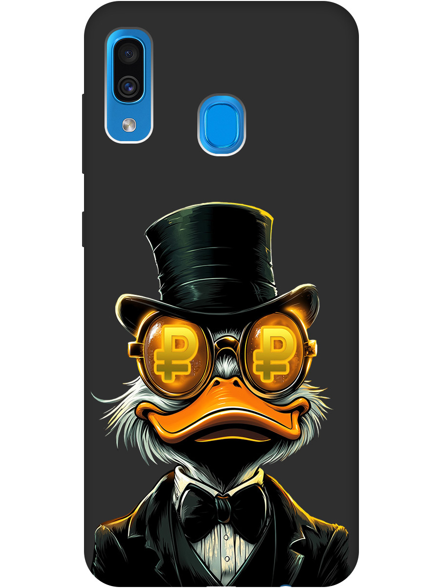 

Силиконовый чехол на Samsung Galaxy A20/A30 с принтом "Скрудж и Рубль" матовый черный, Черный;белый;оранжевый, 720772171