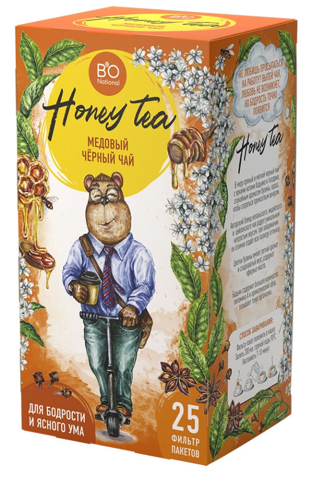 Чай Медовый черный BioNational (цветы бузины, бадьян, гвоздика, мед) 25 ф/п