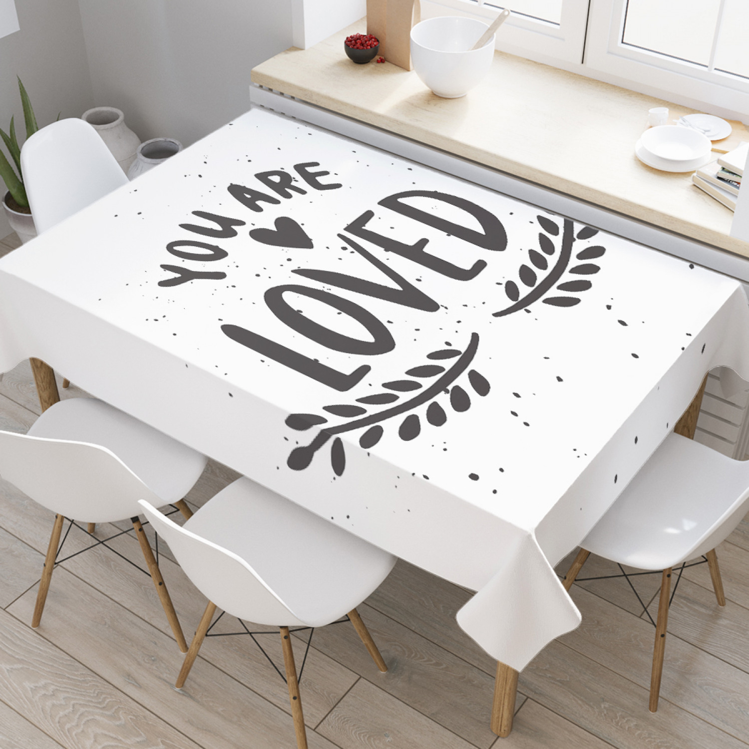 

Скатерть прямоугольная на кухонный стол JoyArty "Сердечная любовь" из оксфорда, 180x145 см, Белый, Сердечная любовь