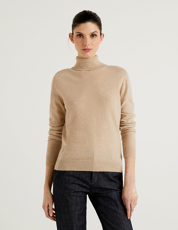 

Водолазка женская United Colors of Benetton 21A_1002D2348 бежевая S, 21A_1002D2348