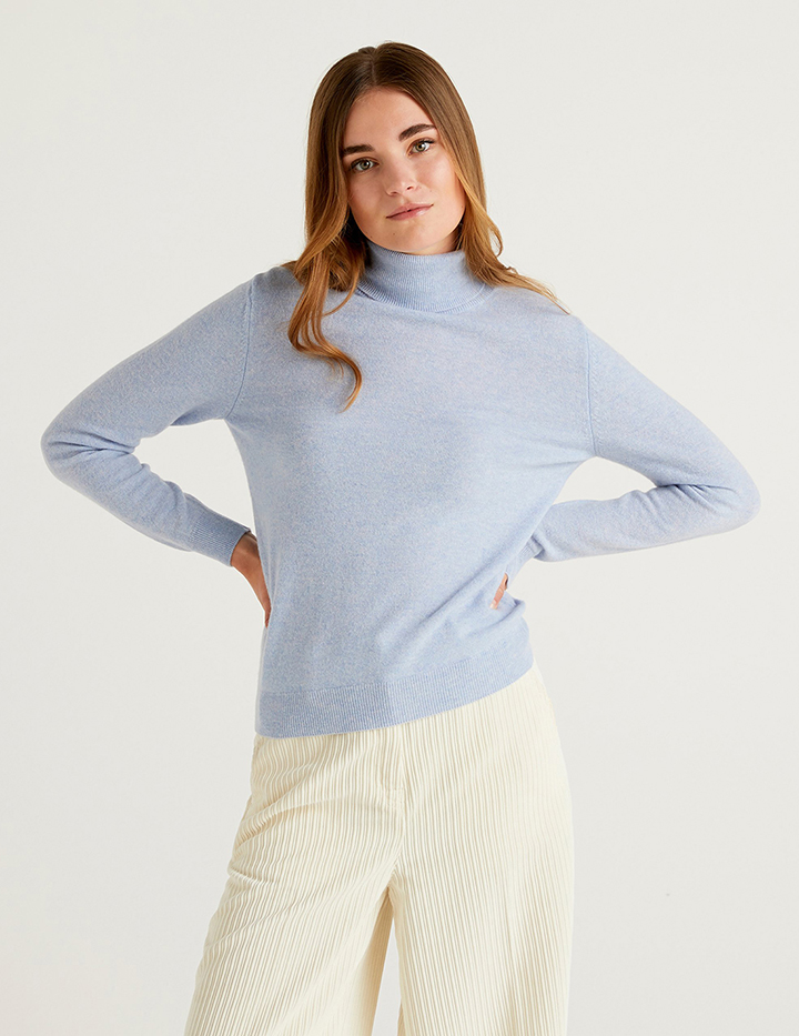 

Водолазка женская United Colors of Benetton 21A_1002D2348 голубая M, 21A_1002D2348