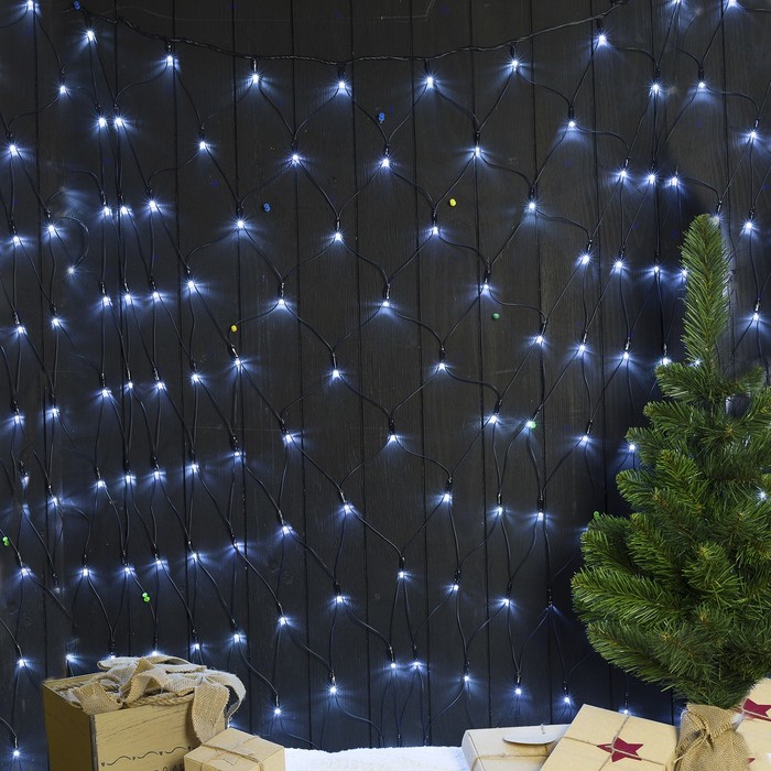 

Гирлянда «Сеть» 2  1.5 м, IP44, УМС, тёмная нить, 192 LED, свечение белое, 220 В