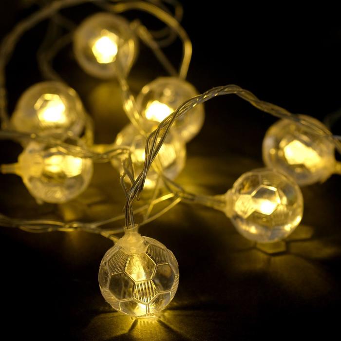 

Световая гирлянда новогодняя Luazon Lighting Футбольный мяч 2433914 5 м белый теплый, Футбольный мяч