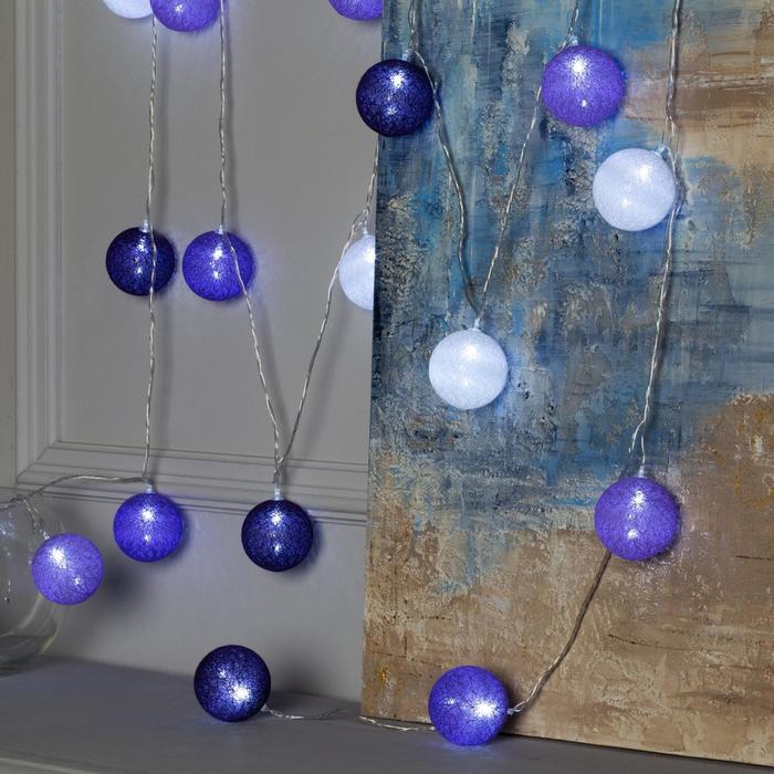 

Световая гирлянда новогодняя Luazon Lighting Клубки сиреневые 3590728 5 м белый холодный, Клубки сиреневые