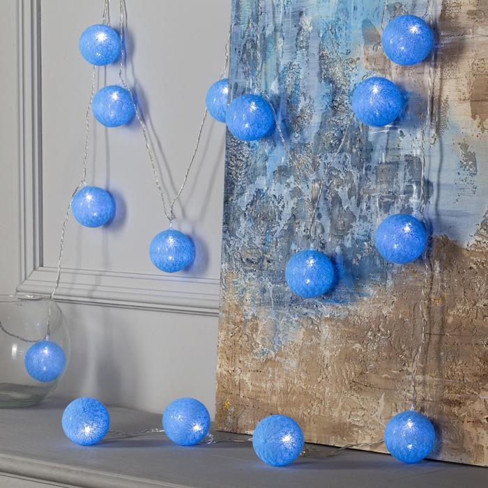 

Световая гирлянда новогодняя Luazon Lighting Клубки голубые 5985171 5 м белый холодный, Клубки голубые