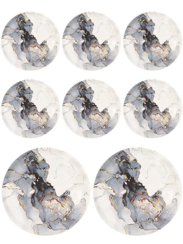 

Набор обеденных тарелок 8 шт Lefard Moon art 27 см42-456, Серый