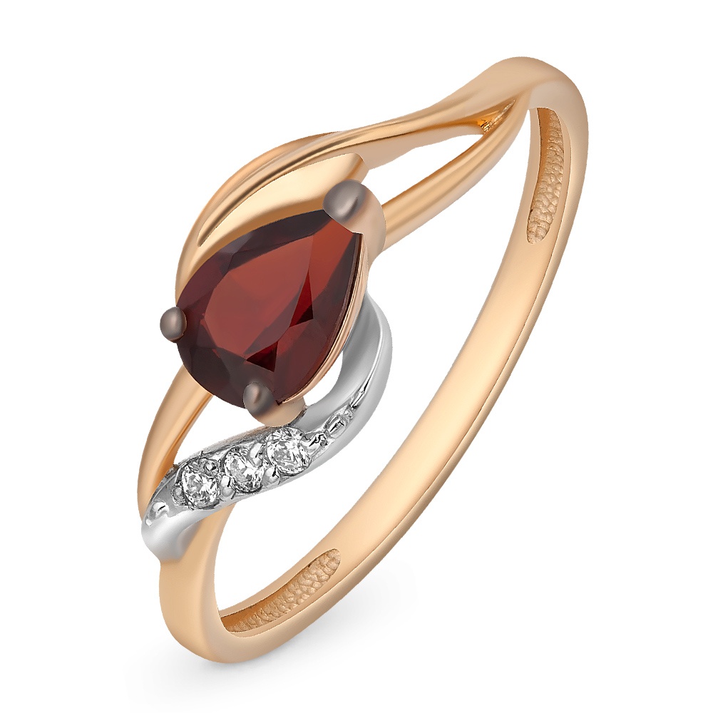 

Кольцо женское из красного золота с гранатом, фианитом 585Gold 201011989, р, 201011989