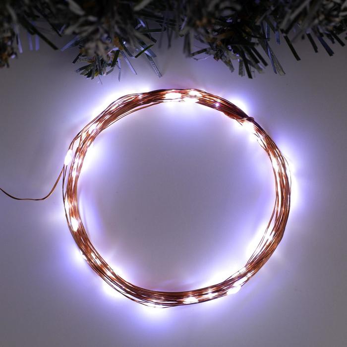 

Гирлянда «Нить» 5 м роса, IP20, медная нить, 50 LED, свечение белое, USB