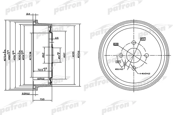 

Тормозной барабан PATRON PDR1122