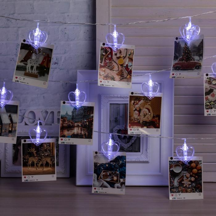 фото Световая гирлянда новогодняя luazon lighting прищепки-сердце 4445734 4,5 м белый холодный