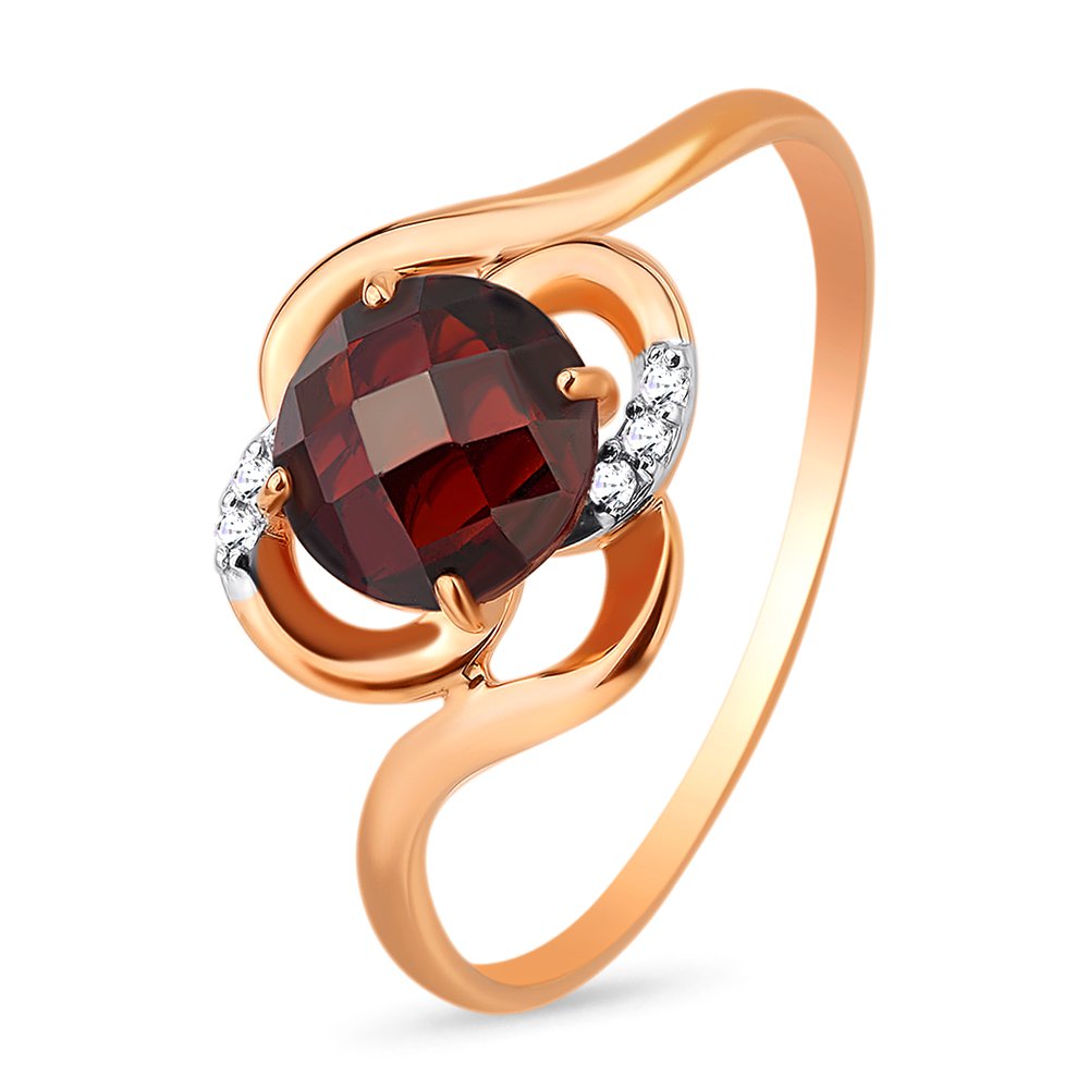 

Кольцо из золота р.  585Gold 201011853, гранат\фианит, 201011853