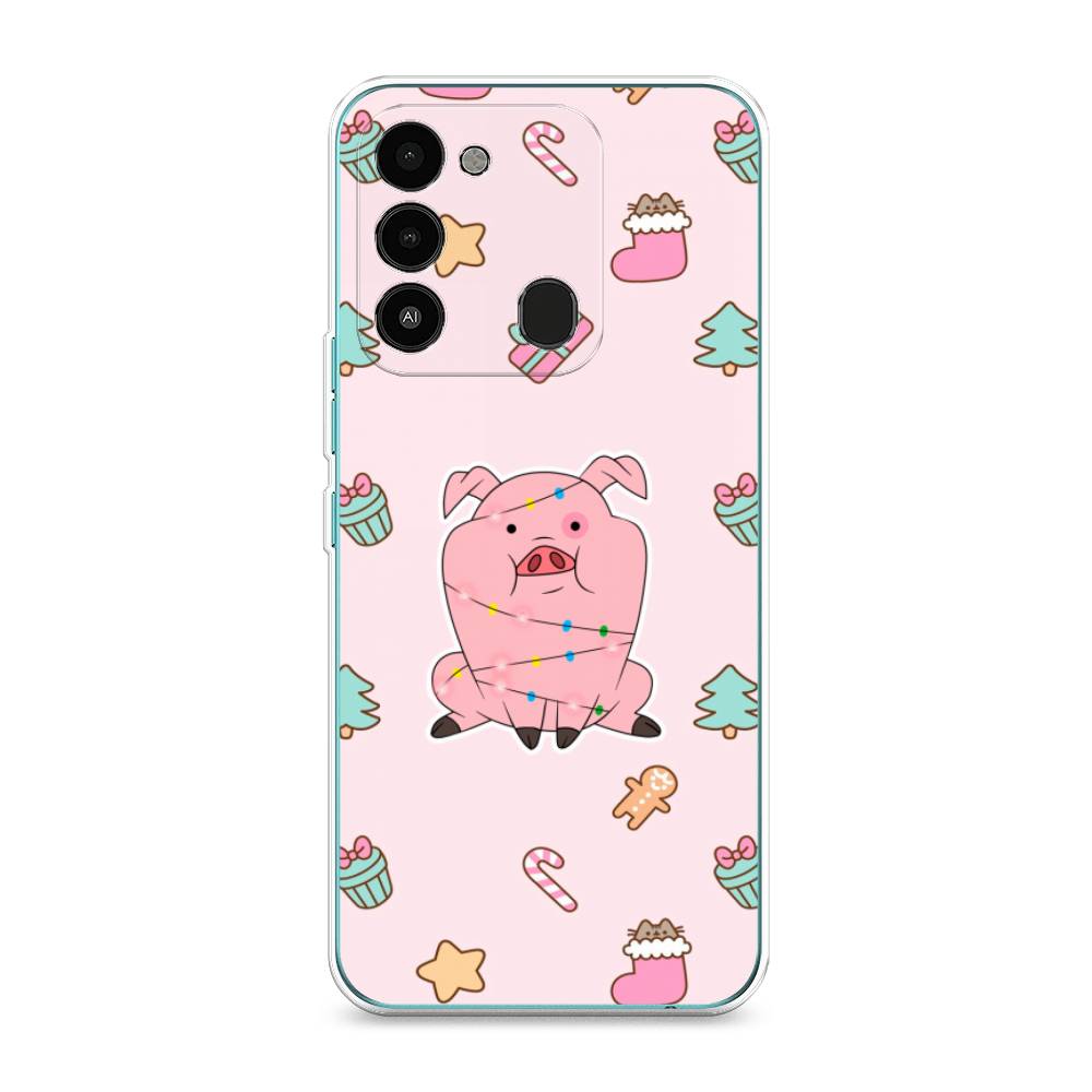 

Чехол на Tecno Spark Go 2022 "Розовая свинка", Розовый;зеленый, 301350-5