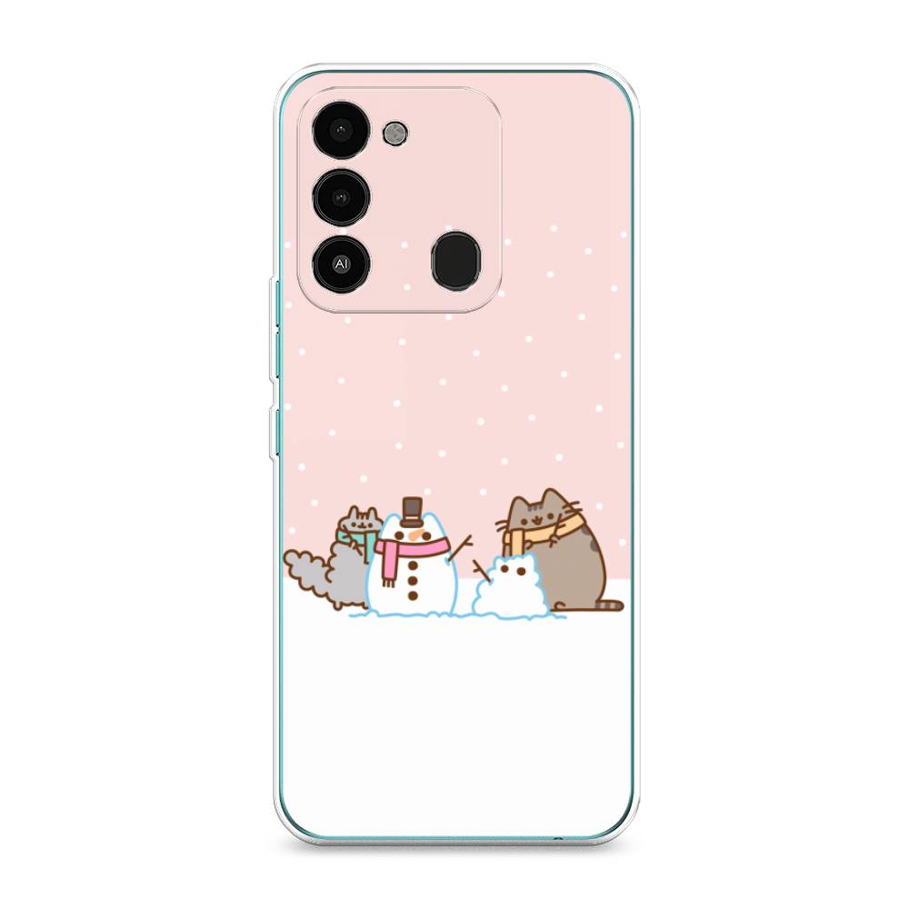 

Чехол на Tecno Spark Go 2022 "Котики в снегу", Розовый;белый;серый, 301350-5