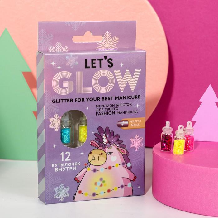 

Набор крупных блесток для декора ногтей Let's glow!, 12 цветов