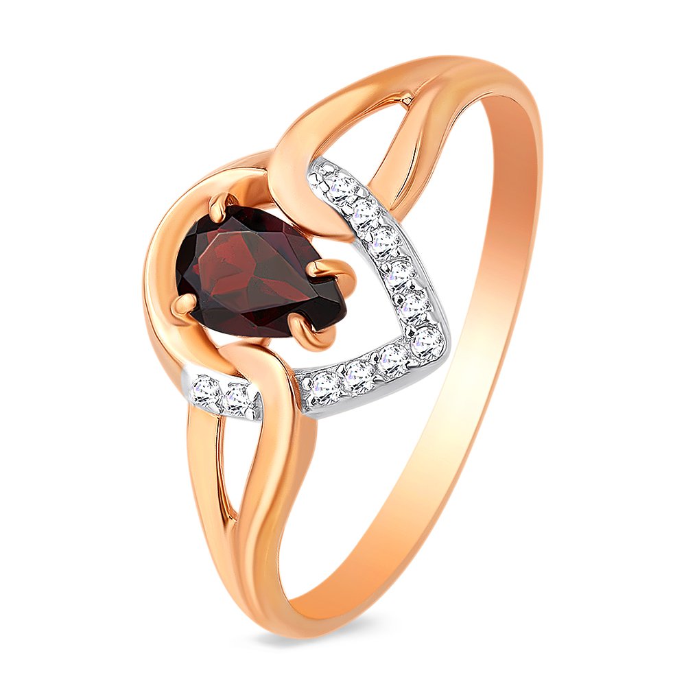 

Кольцо из золота р. , 585Gold 201011890, гранат\фианит, 201011890