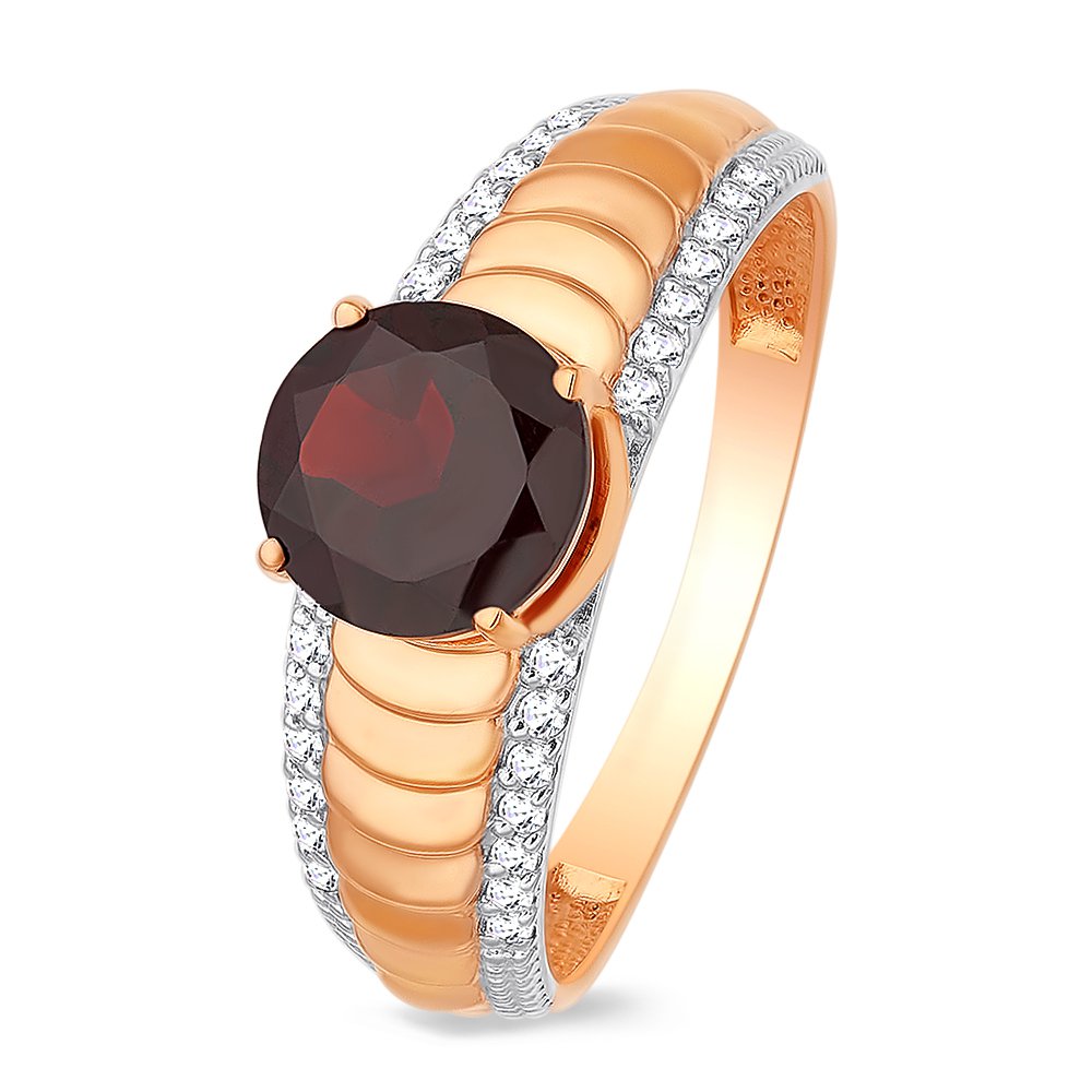 

Кольцо женское из красного золота с гранатом, фианитом 585Gold 201011700, р, 201011700